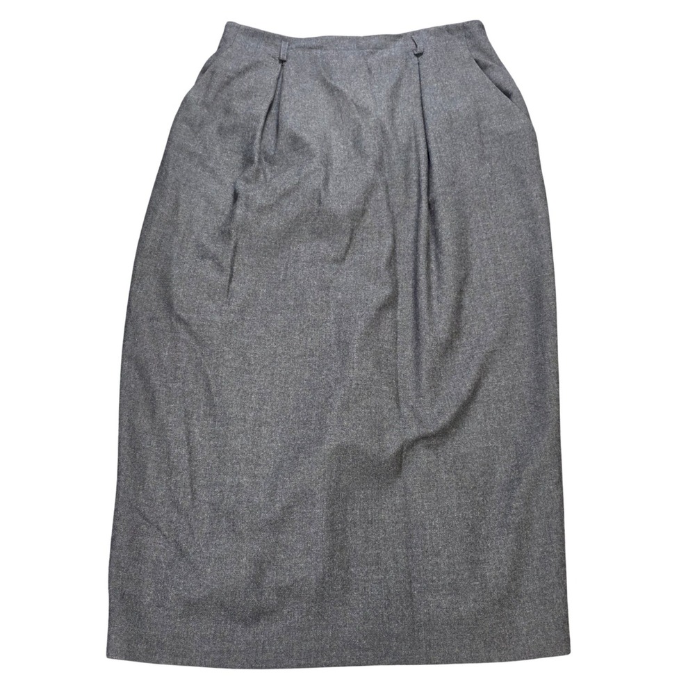 Vintage Evan Picone 100% Worsted Wool Pleated Midi Skirt Women's Size 16 Gray